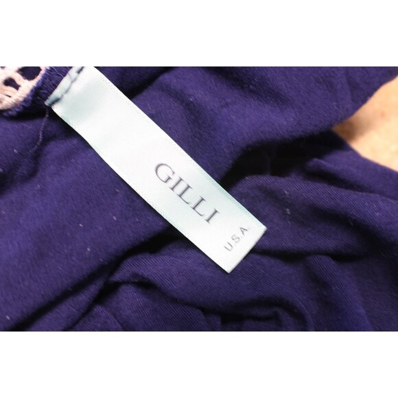 Gilli Crochet Top Maxi Dress Sz Large Navy Blue Sleeveless V-Neck Elastic Waist - Picture 4 of 10